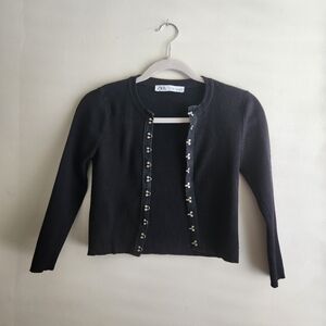 Zara Cropped Ribbed Corset Cardigan